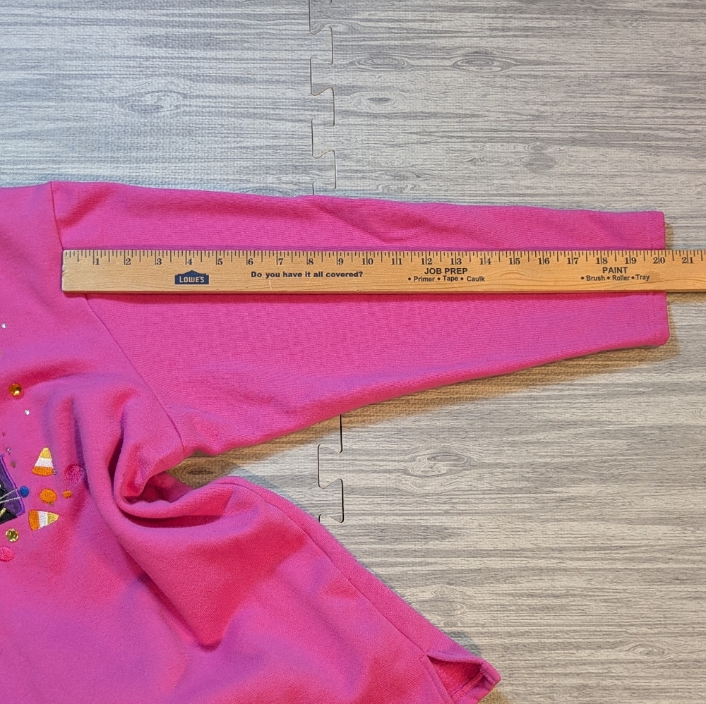 Quacker Factory Halloween V-Neck‎ Sweatshirt, Embroidered & Embellished, Sz 2X - Picture 8 of 10